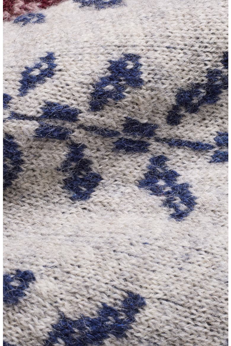 British Wool Botanical Fair Isle Sweater, Alternate, color, Oatmeal / Navy
