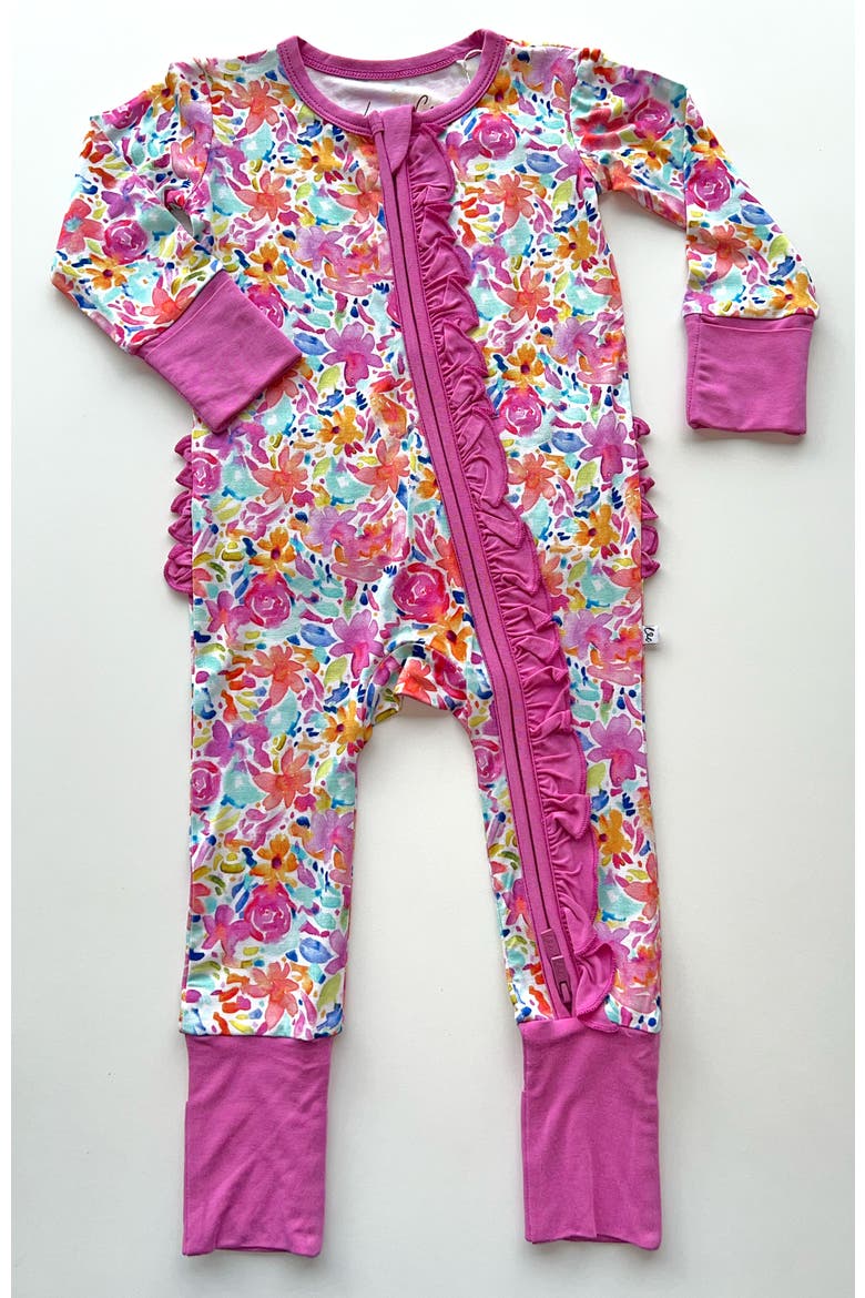Korrie Ruffle Convertible Footie, Main, color, PINK
