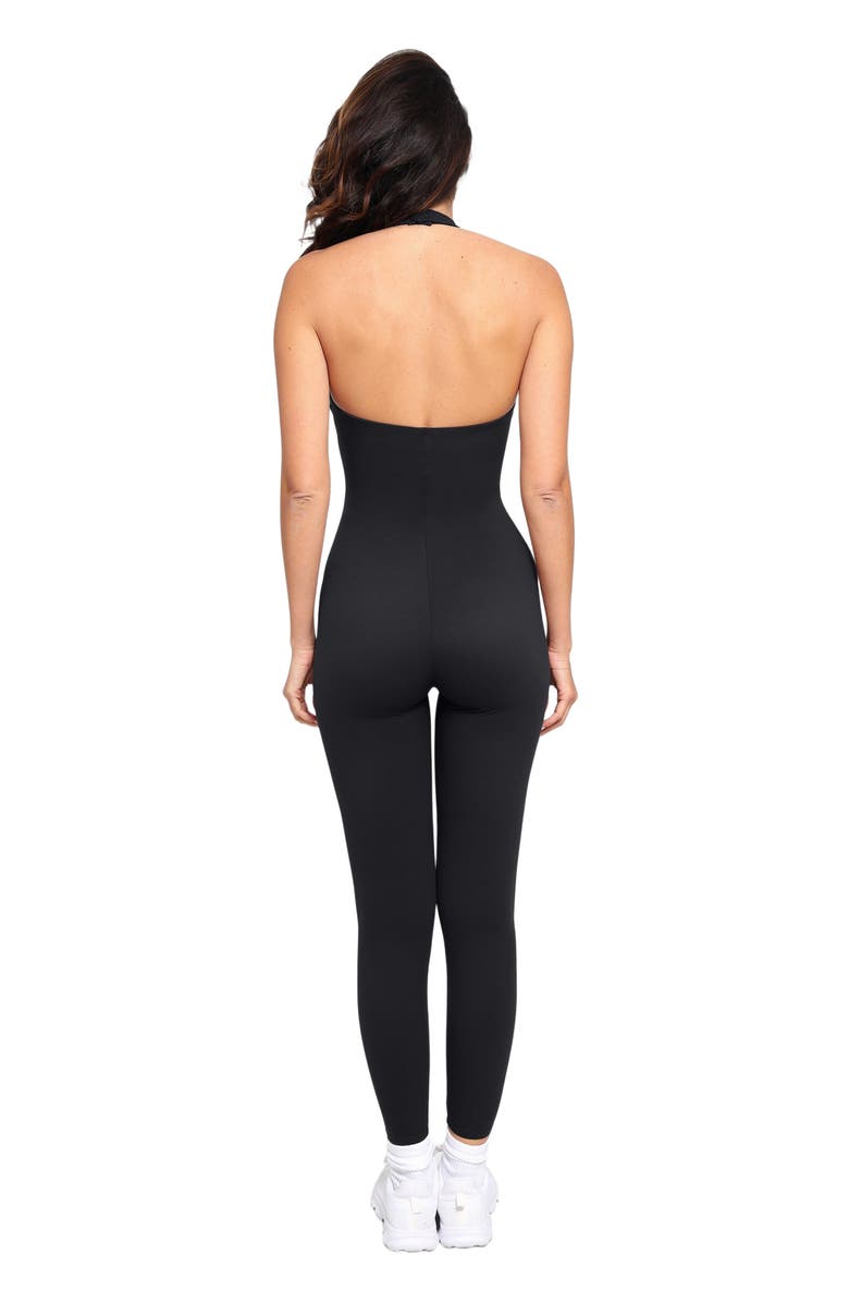 Popilush Shapewear Body-Sculpting Halter Neck Jumpsuit, Alternate, color, Midnight Black