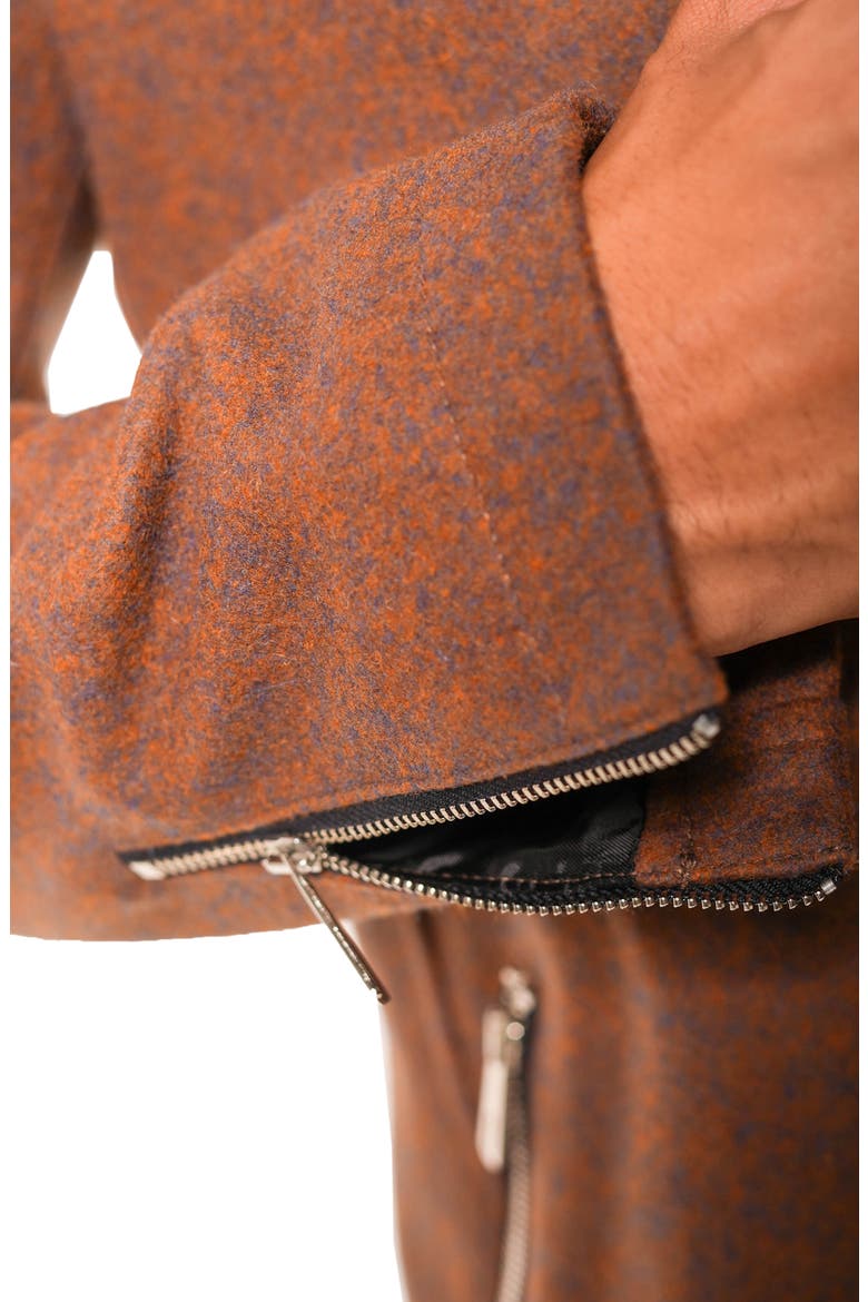 Orange Wool Blend Car Coat with Quilted Bib, Alternate, color, ORANGE