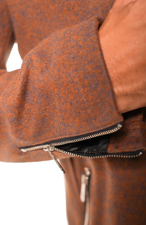 Maceoo Orange Wool Blend Car Coat With Quilted Bib In Orange