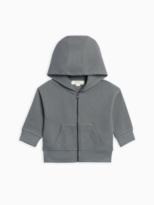 Kendi Meyer Waffle Knit Zipper Hoodie In Gray
