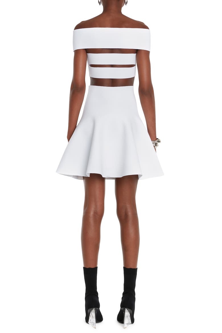 Slashed Metal Ring Off the Shoulder Dress, Alternate, color, 9026 OPTIC WHITE