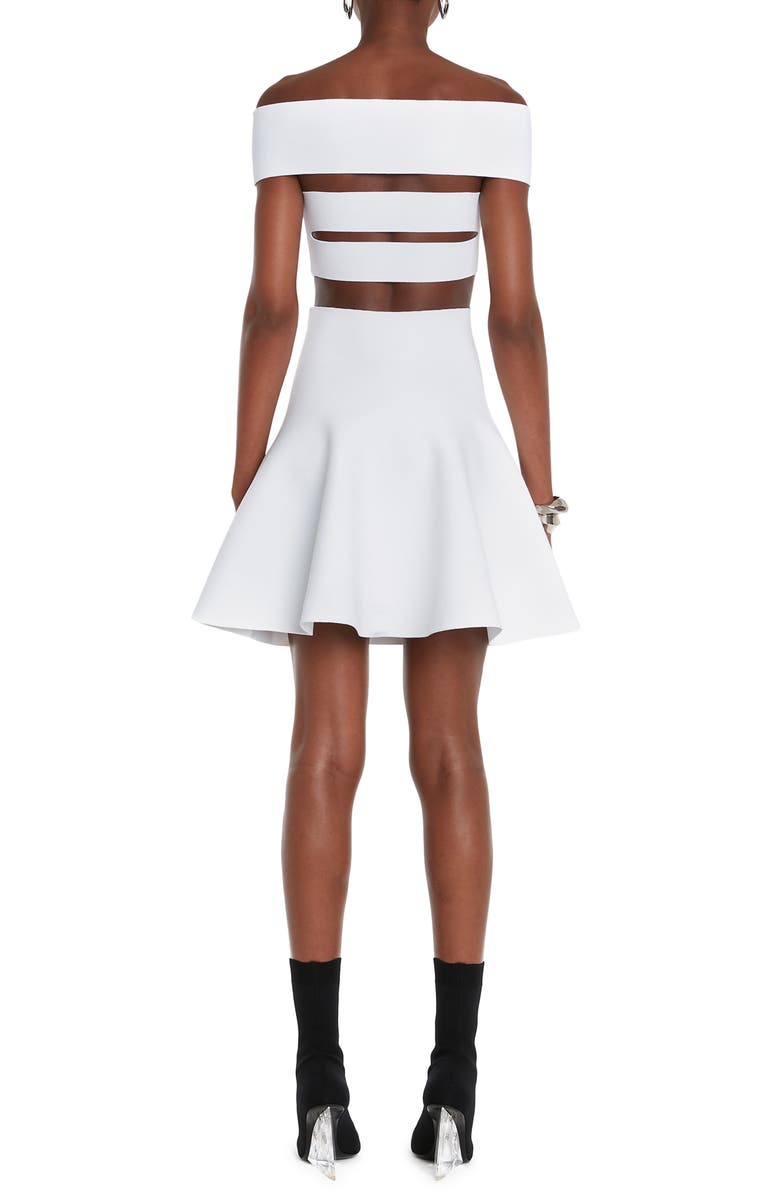 McQueen Slashed Metal Ring Off the Shoulder Dress, Alternate, color,