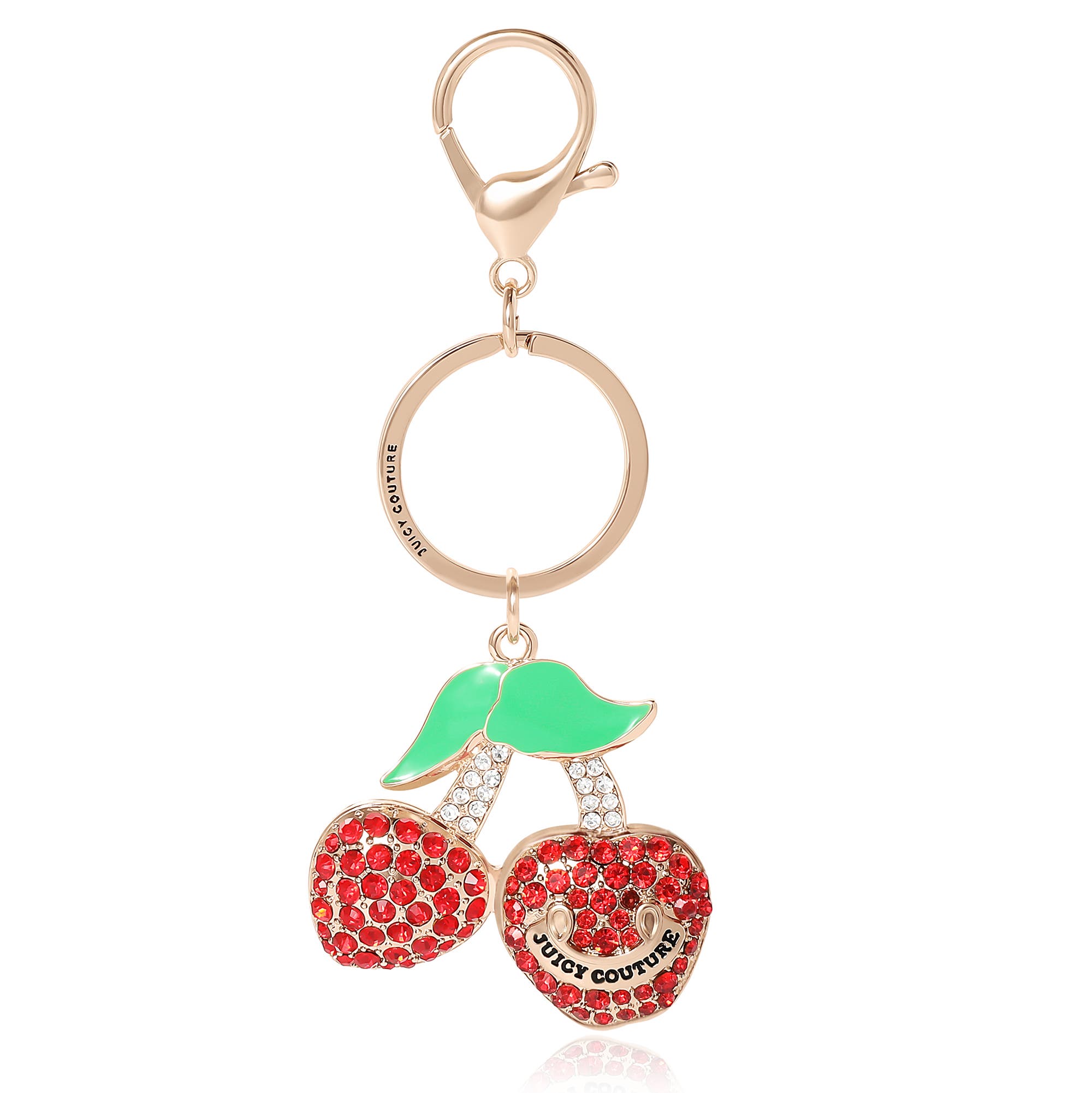 Juicy Couture Cherry Pave Charm Keychain, Main, color, Red, Gold