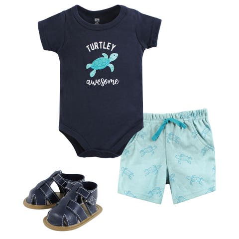 Little Gent's Soft Cotton Bodysuit, Shorts & Footwear 3Pk (Baby)