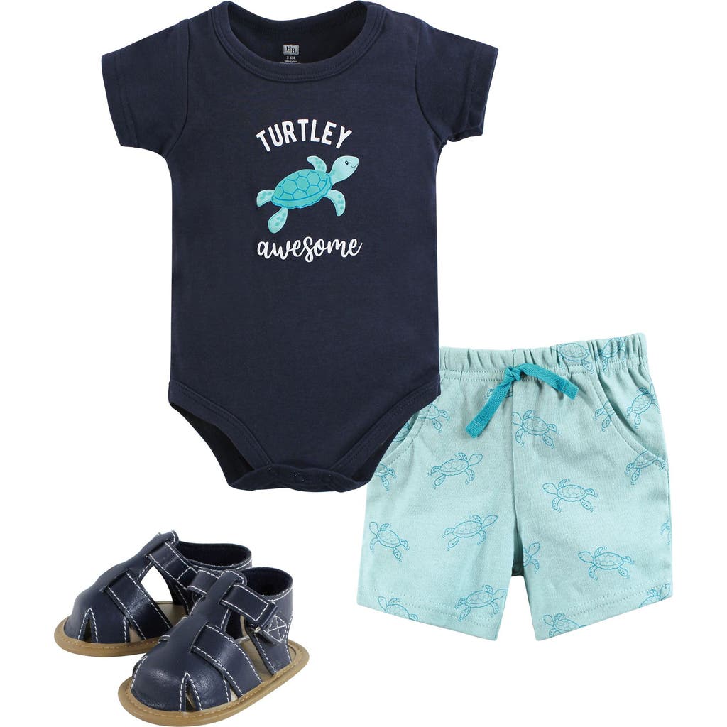 Hudson Baby Little Gent's Soft Cotton Bodysuit, Shorts & Footwear 3pk In Multi