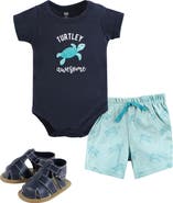Hudson Baby Little Gent's Soft Cotton Bodysuit, Shorts & Footwear 3Pk