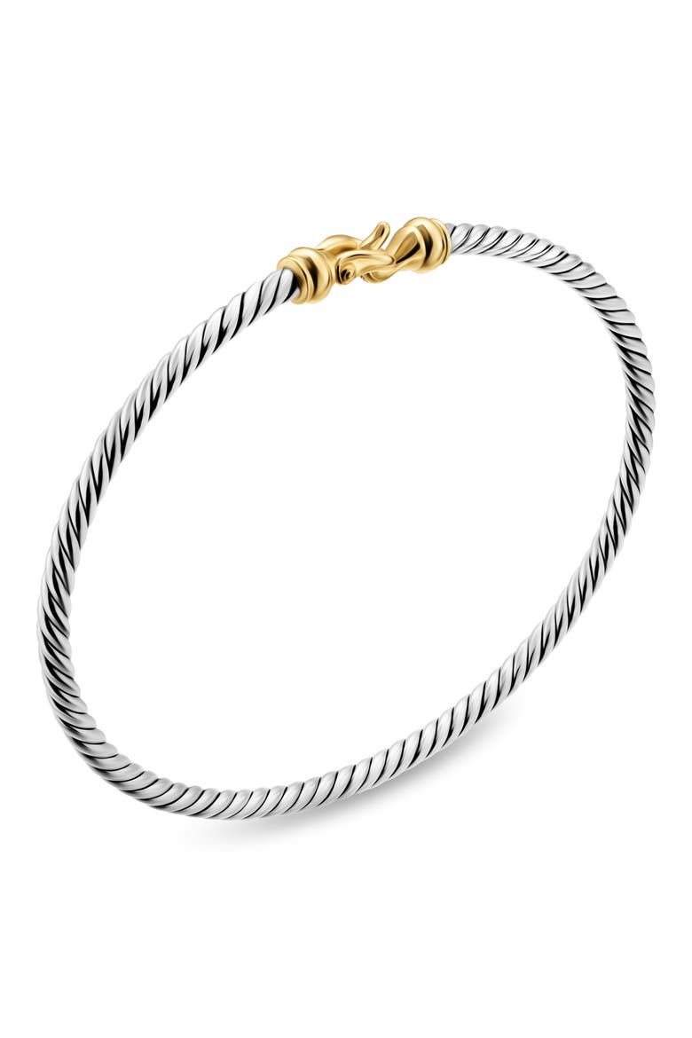 Micro Cable Flex® Buckle Bracelet in Sterling Silver with 14K Yellow Gold, 2.6mm, Alternate, color, SILVER