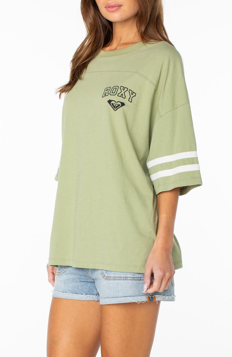Roxy Game Day Graphic Oversized T-Shirt, Alternate, color, Oil Green