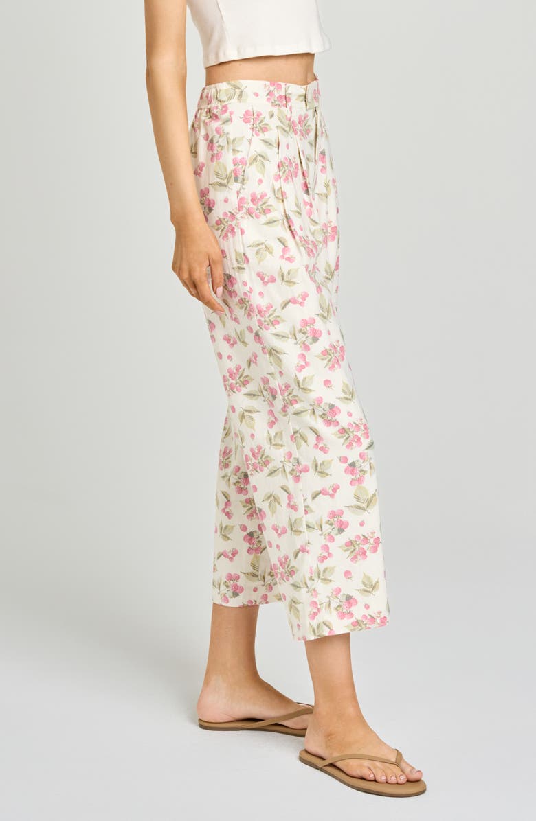 WAYF Stevie Garden Raspberry Print Crop Pants, Alternate, color, Garden Raspberry