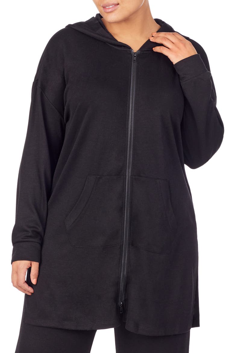 Double Knit Full Zip Hoodie, Alternate, color, BLACK