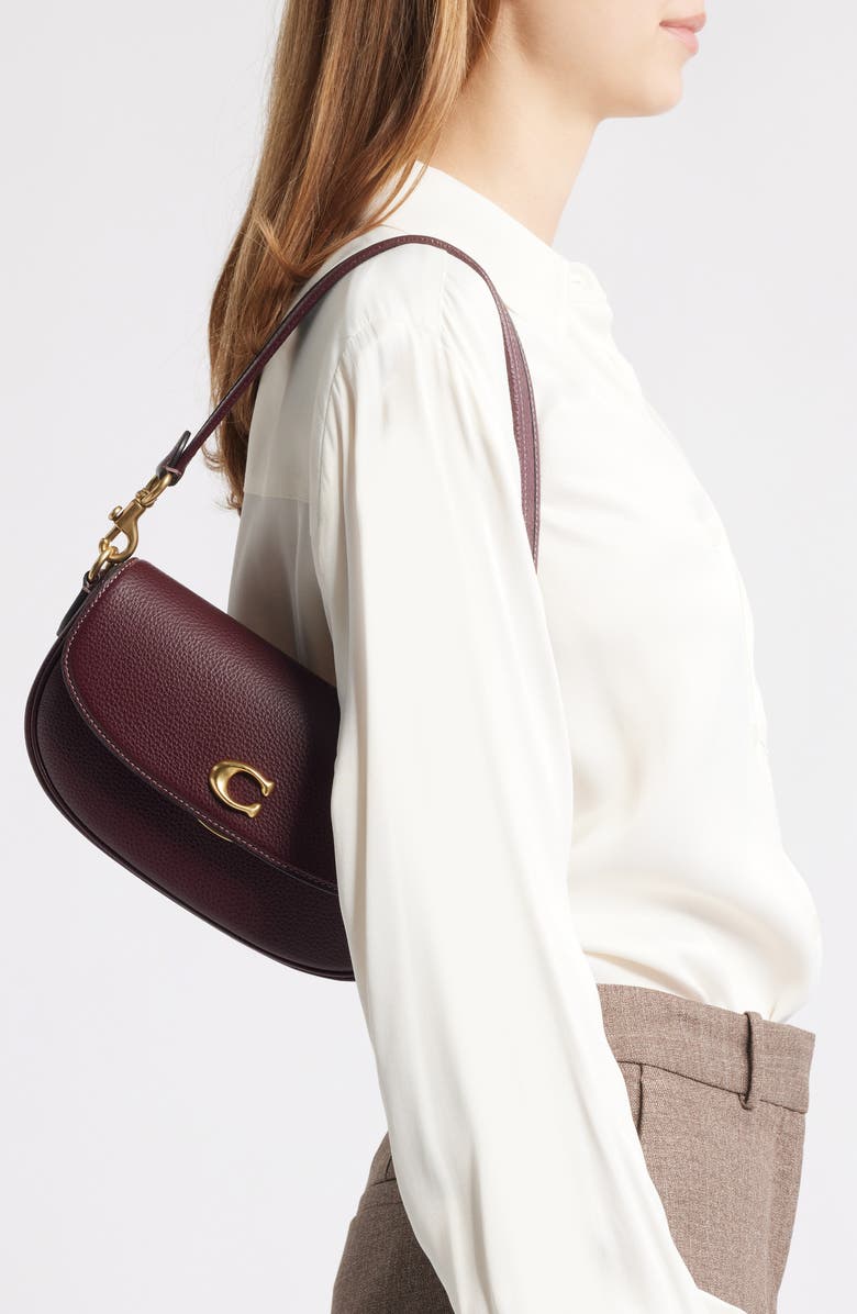 COACH Pebbled Crossbody Bag, Alternate, color, Merlot