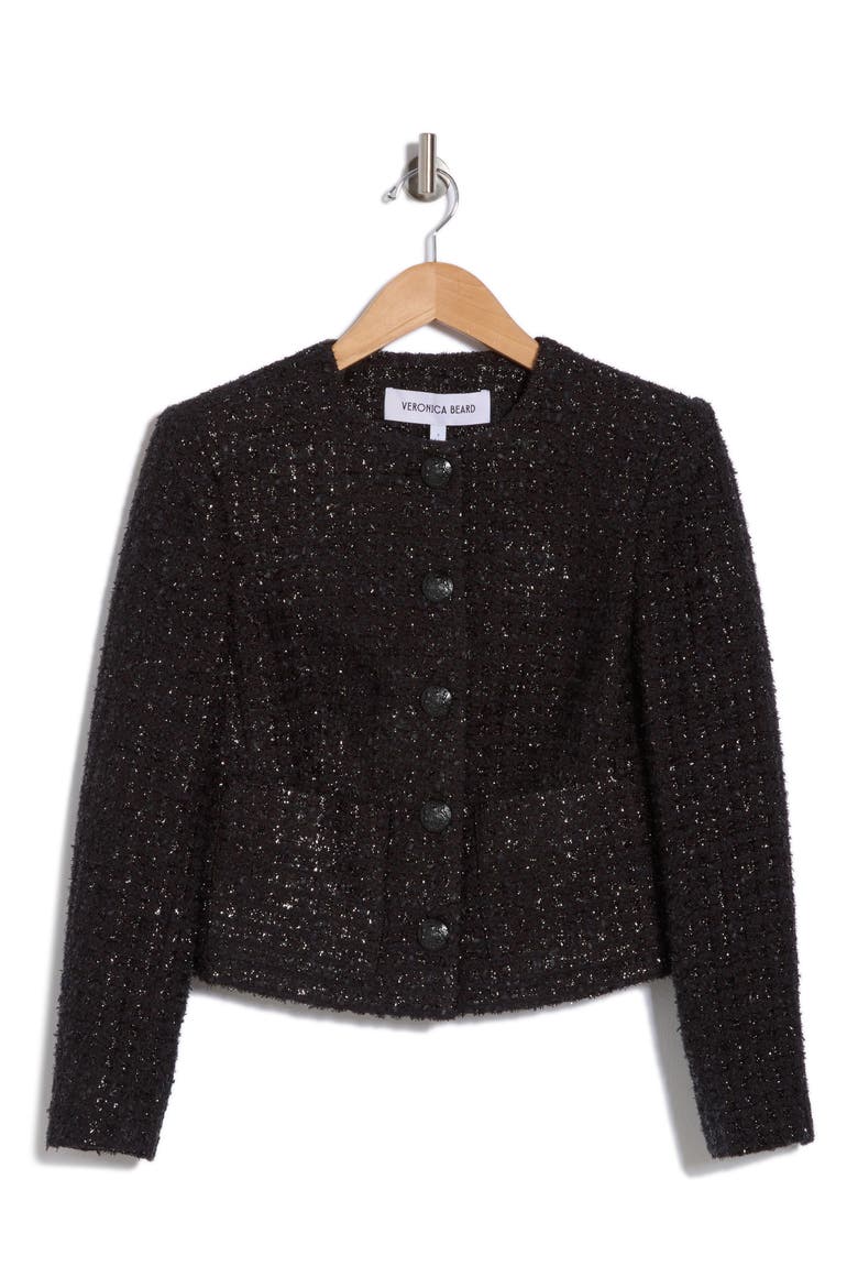 Nathan Shimmer Tweed Jacket, Alternate, color, BLACK