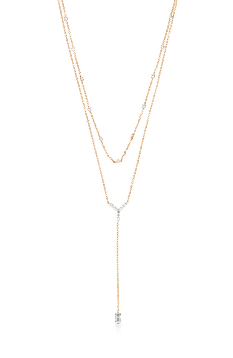 Ettika Dainty Marquise Double Layered Y-Necklace, Main, color, Gold