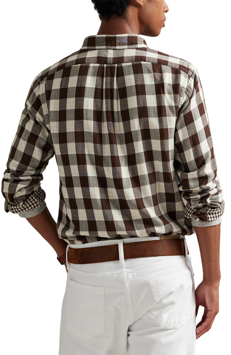 Polo Ralph Lauren Classic Fit Check Cotton Twill Button-Down Shirt, Alternate, color, Cream/ Brown