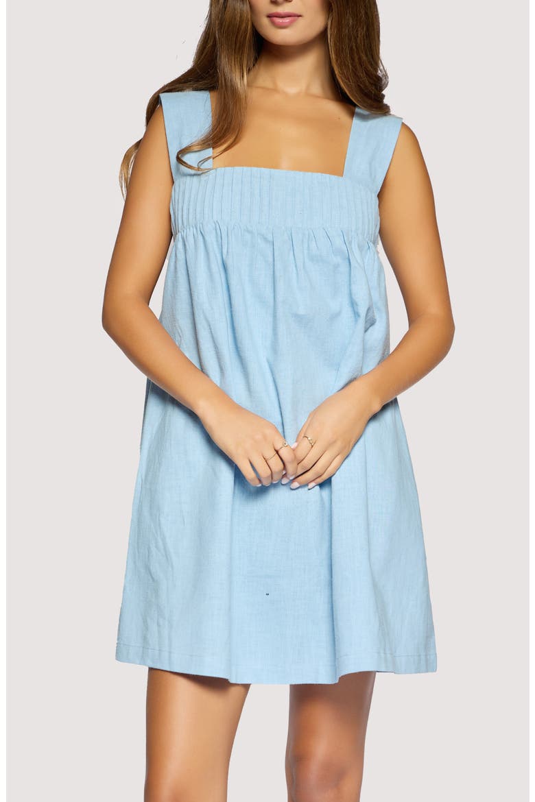 Coastal Voyage Cotton & Linen Babydoll Dress, Alternate, color, LIGHT BLUE