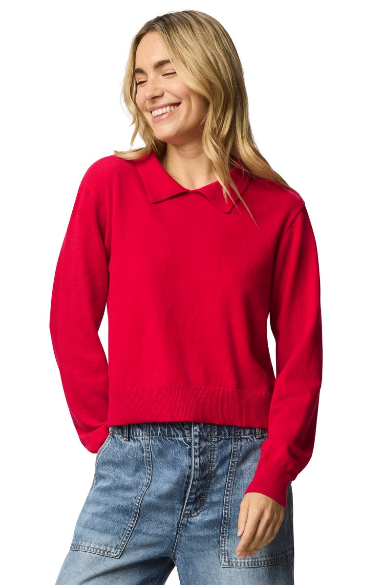 Splendid Phoebe Polo Sweater, Alternate, color, Rouge Red
