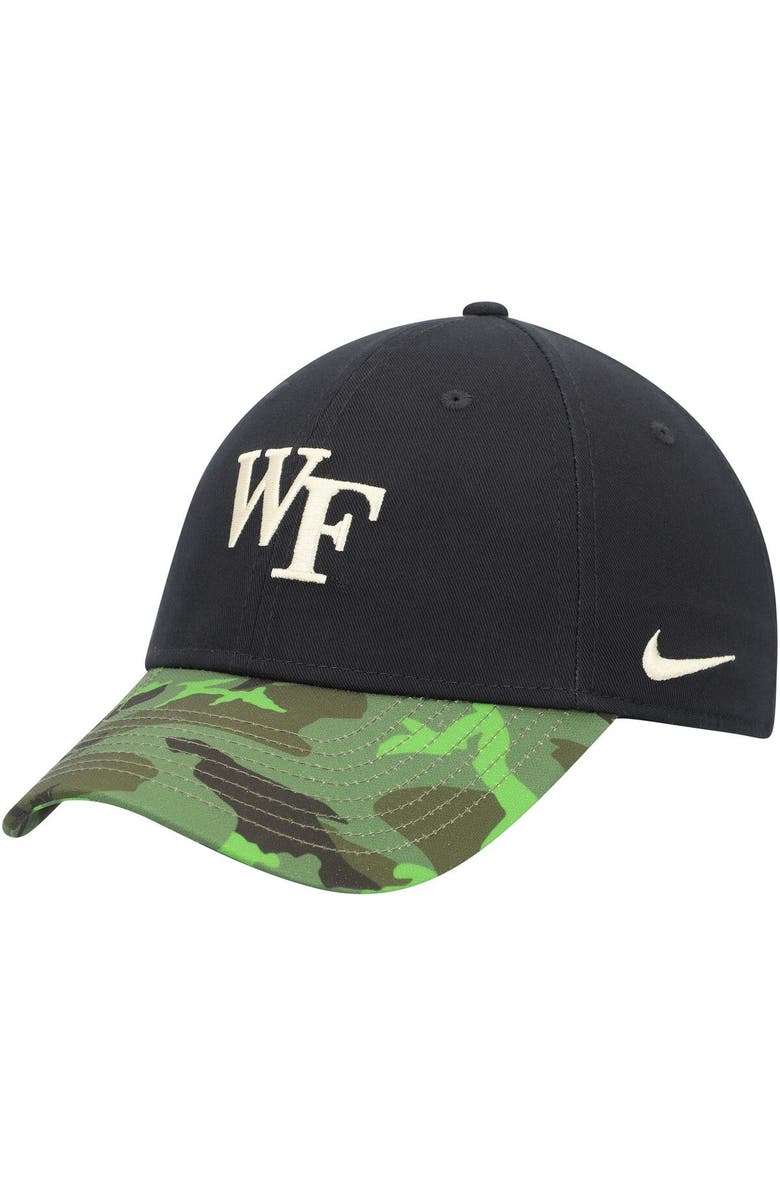 Nike Men's Nike Black/Camo Wake Forest Demon Deacons Veterans Day 2Tone Legacy91 Adjustable Hat, Alternate, color, Black
