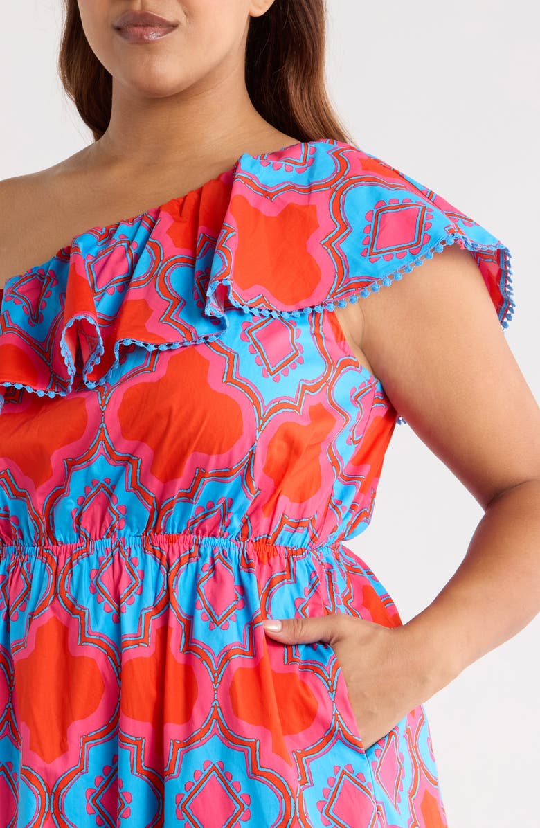 SUGARLIPS Devany Suraya One-Shoulder Cotton Maxi Dress, Alternate, color, Red/ Blue/ Multi