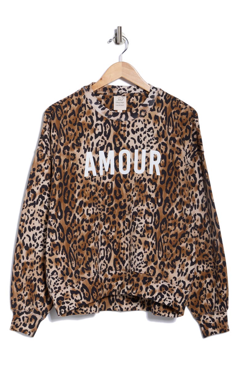 Cinq à Sept Brandy Leopard Amour Sweatshirt, Alternate, color, Black/ Sahara