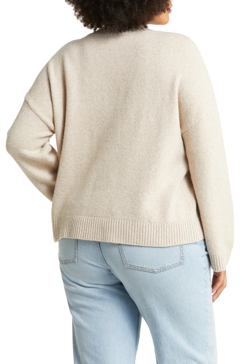 Cozy Roll Crewneck Sweater, Alternate, color, BEIGE OATMEAL HEATHER