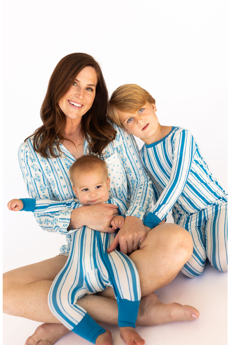 Milo Two Piece Set, Alternate, color, Cream / Blue Stripe