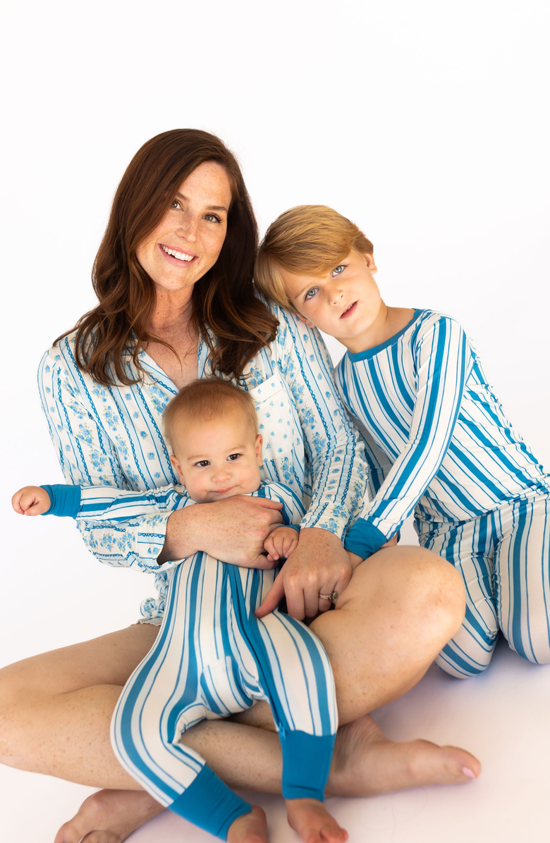 In My Jammers Milo Two Piece Set, Alternate, color, Cream / Blue Stripe