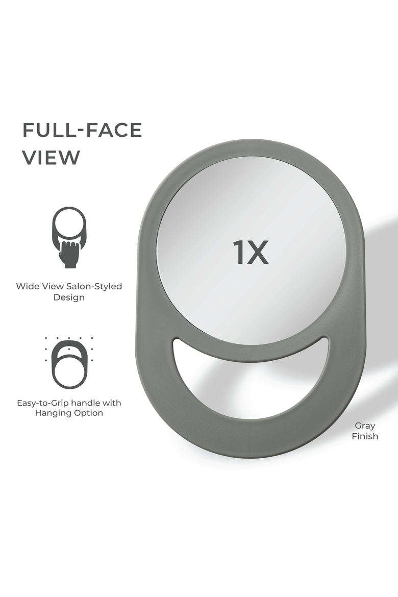 Hand Mirror with Handle, Alternate, color, Gray