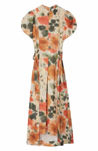 Tulip Puff Sleeve Cotton Midi Dress