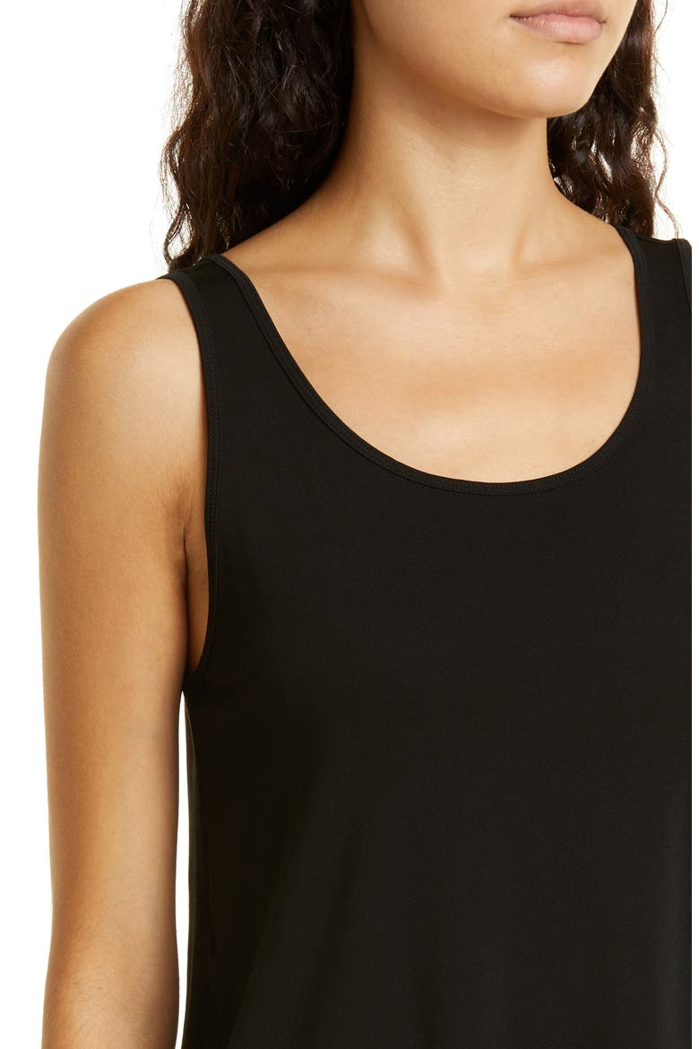 Slim Fit Scoop Neck Silk Tank, Alternate, color, BLACK