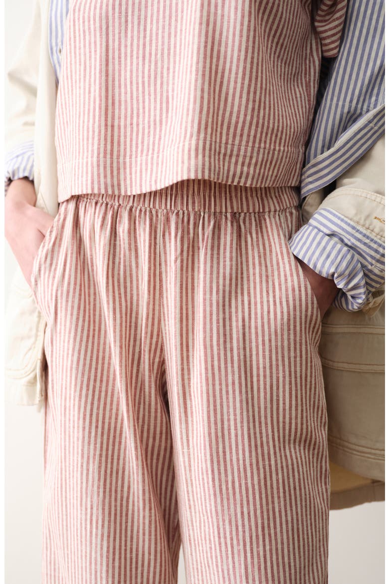 Allison Stripe Pull-On Crop Wide Leg Hemp Blend Pants, Alternate, color, RUST STRIPE