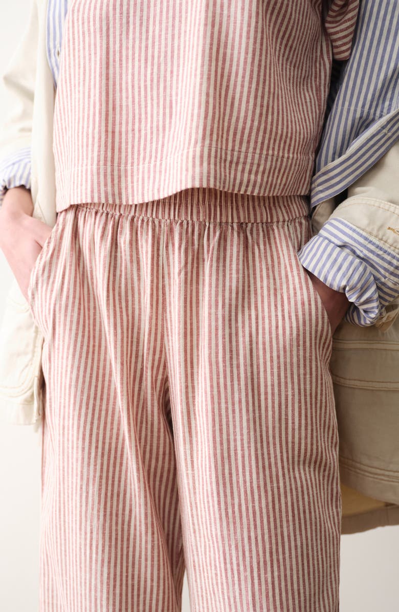 Marine Layer Allison Stripe Pull-On Crop Wide Leg Hemp Blend Pants, Alternate, color,