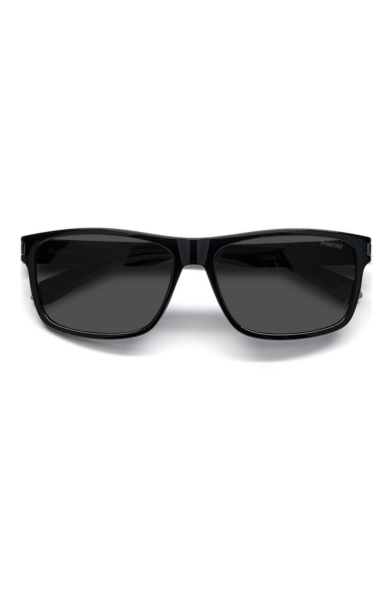 58mm Polarized Rectangular Sunglasses, Alternate, color, BLACK GREY / GRAY POLAR