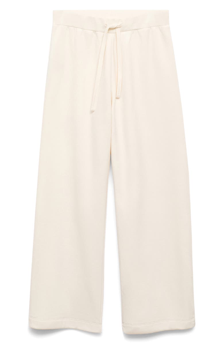 MANGO Cotton Blend Wide Leg Lounge Pants, Alternate, color, Vanilla