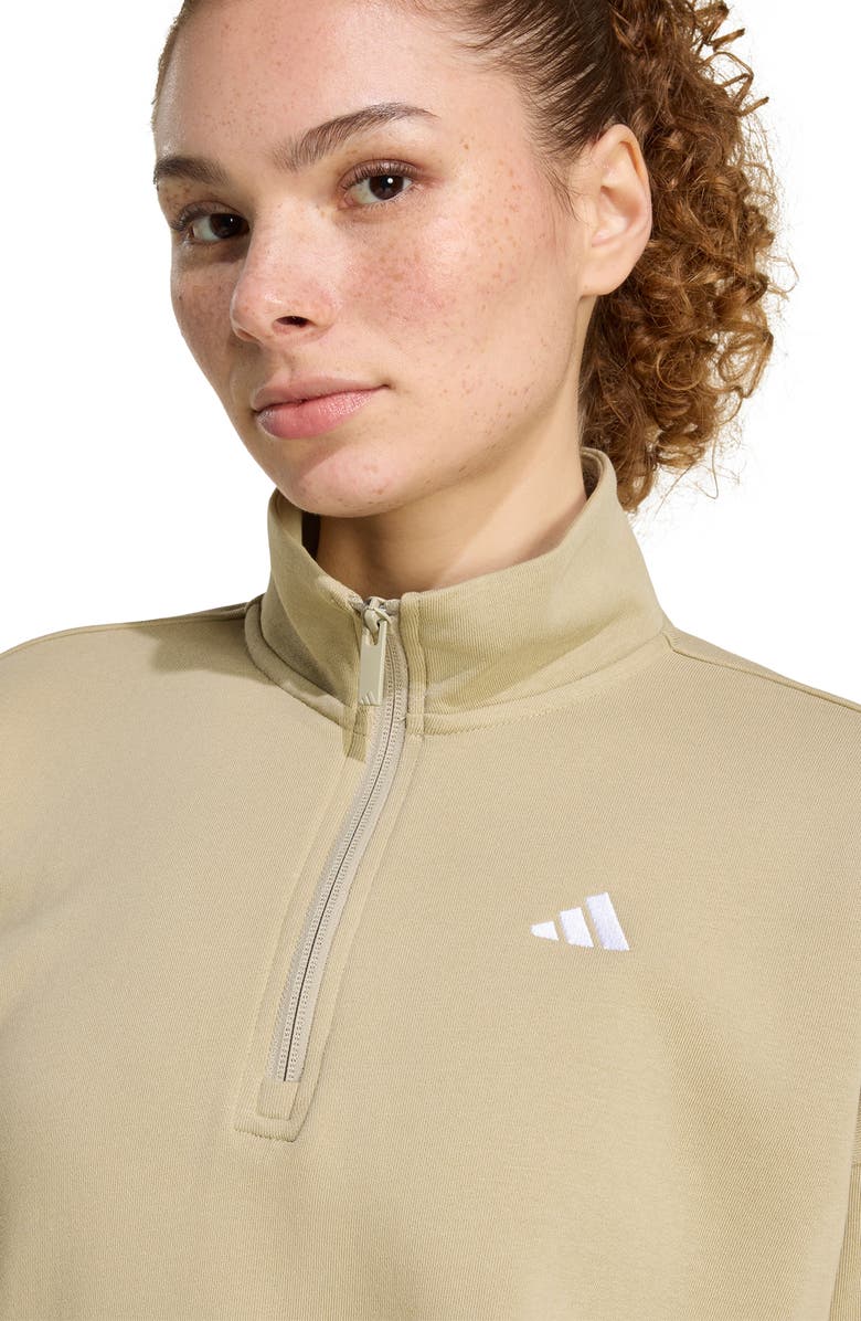 adidas French Terry Quarter Zip Pullover, Alternate, color, Wonder Cargo/ White