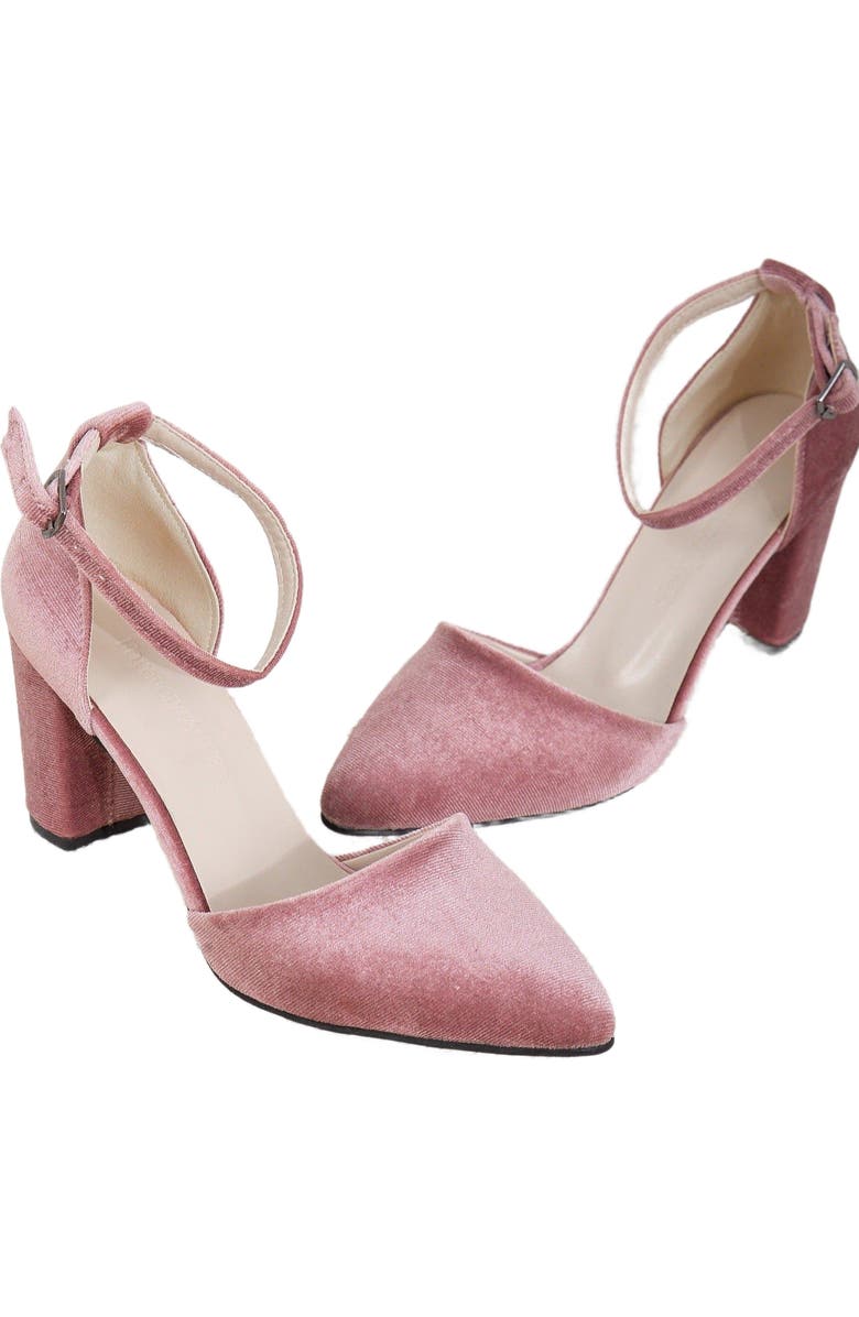 Forever & Always Shoes Gisele Closed Toe High Block Heels, Alternate, color, Rose
