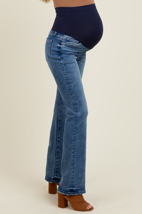 Pinkblush Wide Hem Maternity Bootcut Jeans In Blue