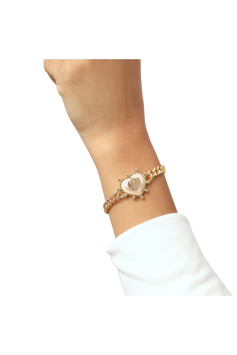 Gold-Tone Chain Bracelet with Crown Heart Charm, Alternate, color, Gold
