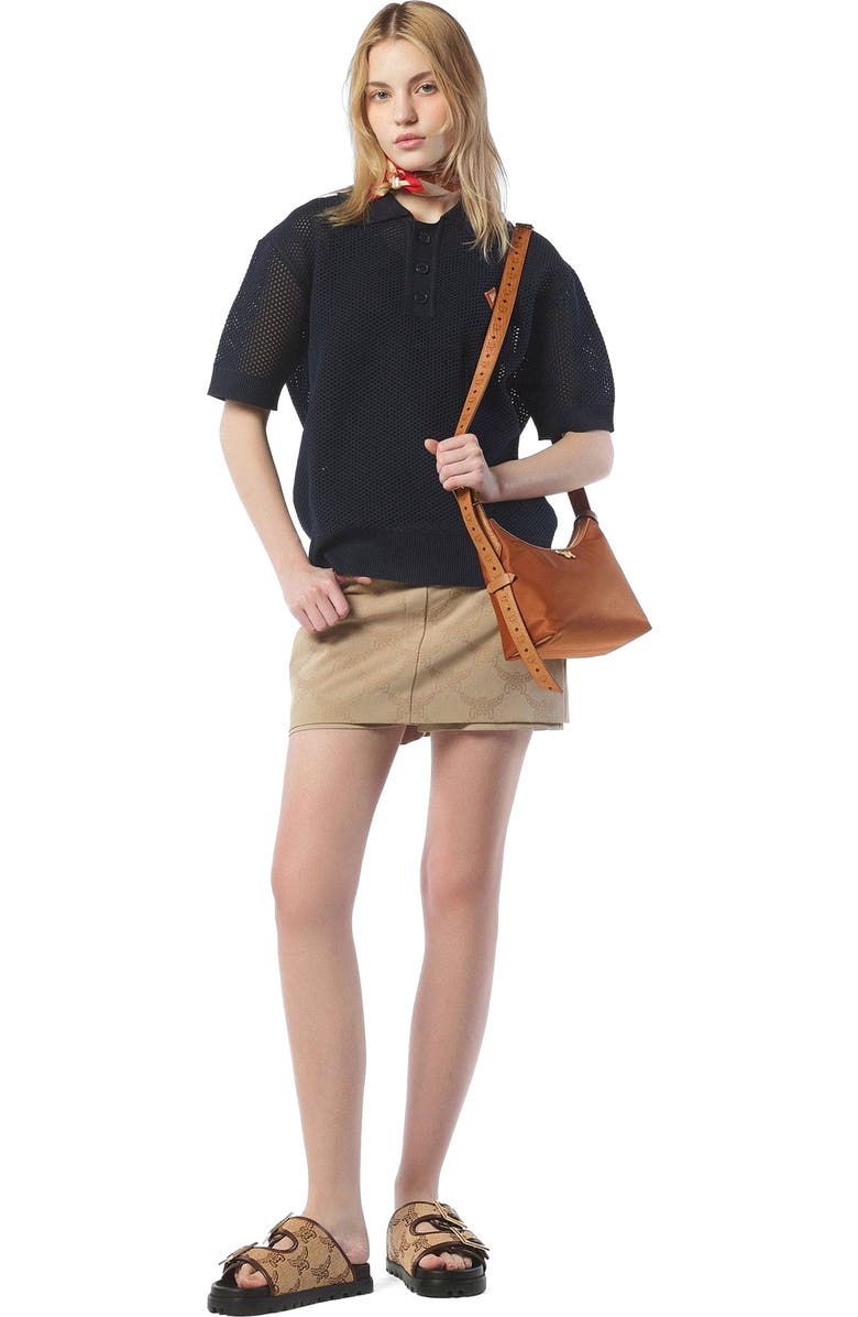 MCM Aren Hobo in Recycled Nylon and Monogram Print Leather, Main, color,