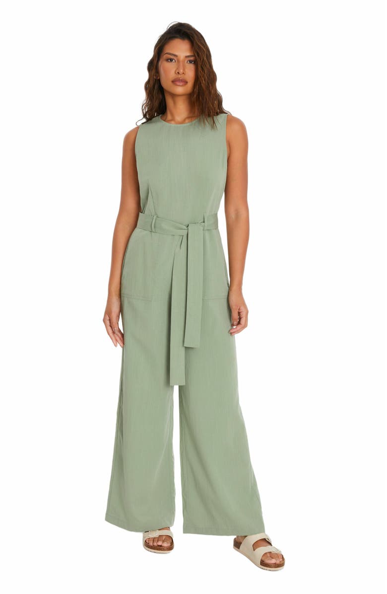 QUIZ Linen Culotte Jumpsuit, Main, color, 