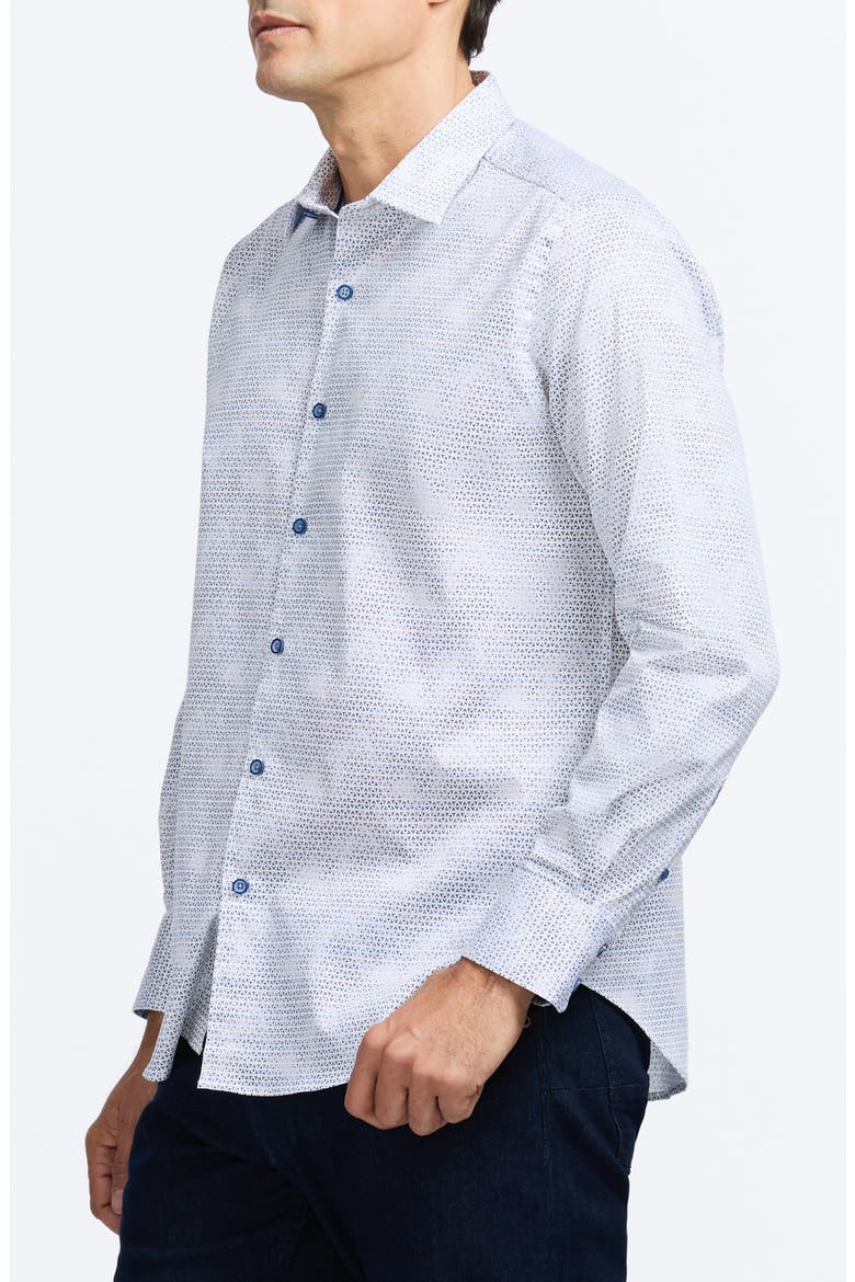 Akehurst Geo Print Stretch Cotton Button-Up Shirt, Alternate, color, BLUE MULTI