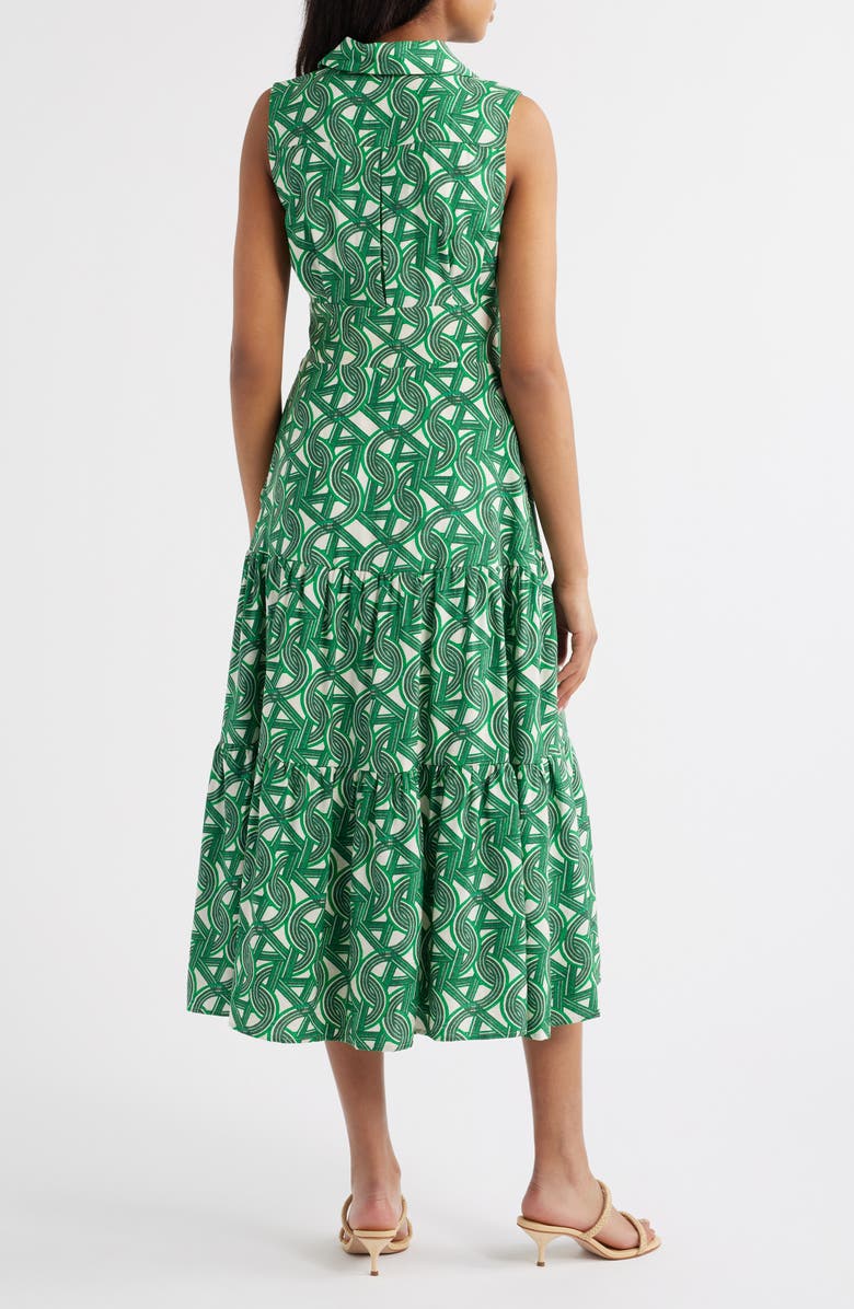 Tahari ASL Sleeveless Tie Waist Shirtdress, Alternate, color, Ivory Clover