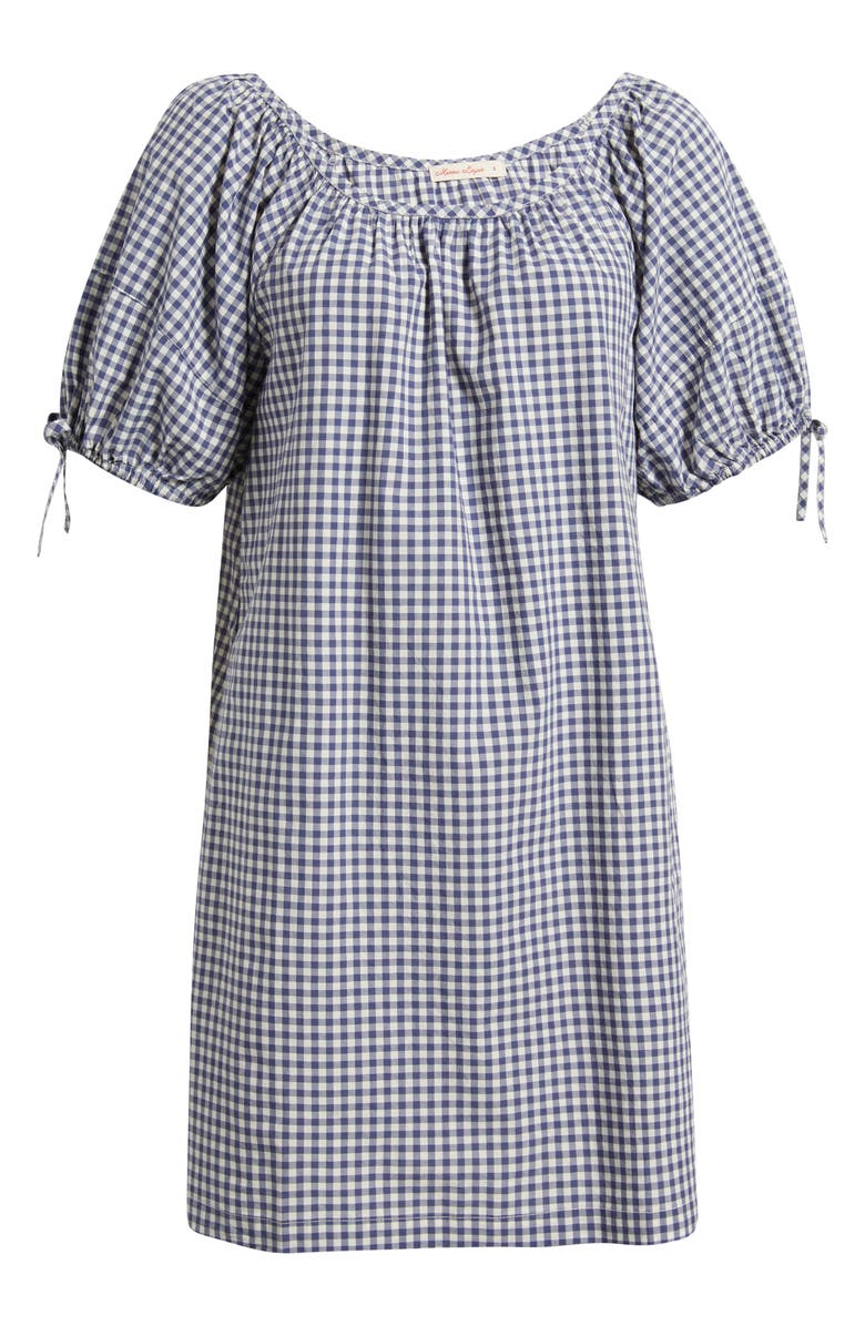 Marine Layer Aleca Gingham Tie Sleeve Minidress, Main, color, Bay Blue Gingham
