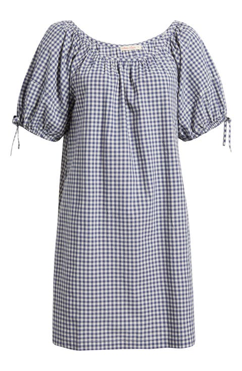 Aleca Gingham Tie Sleeve Minidress