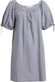 Marine Layer Aleca Gingham Tie Sleeve Minidress