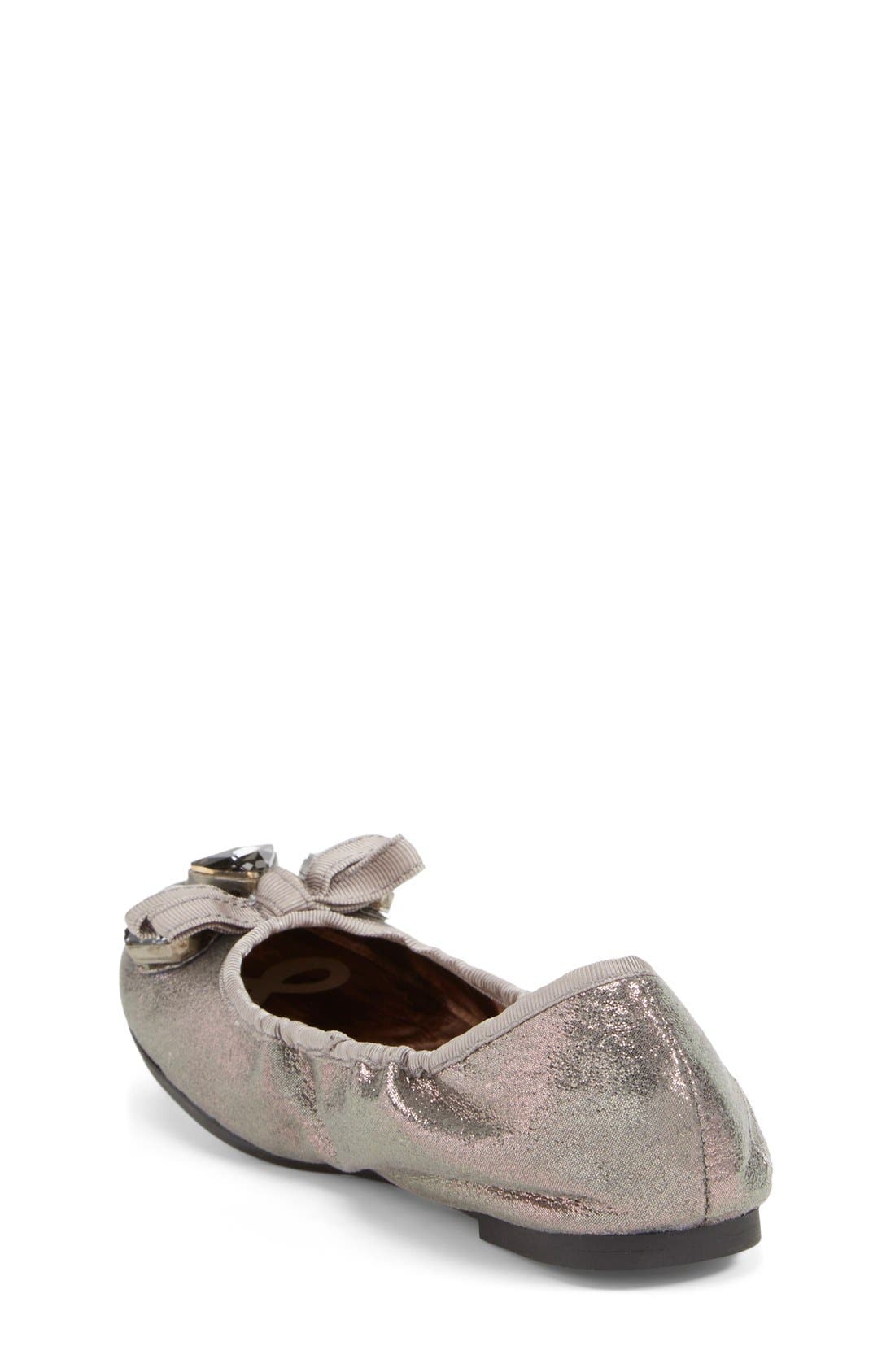 'Fayth' Flat, Alternate, color, PEWTER SHIMMER LEATHER