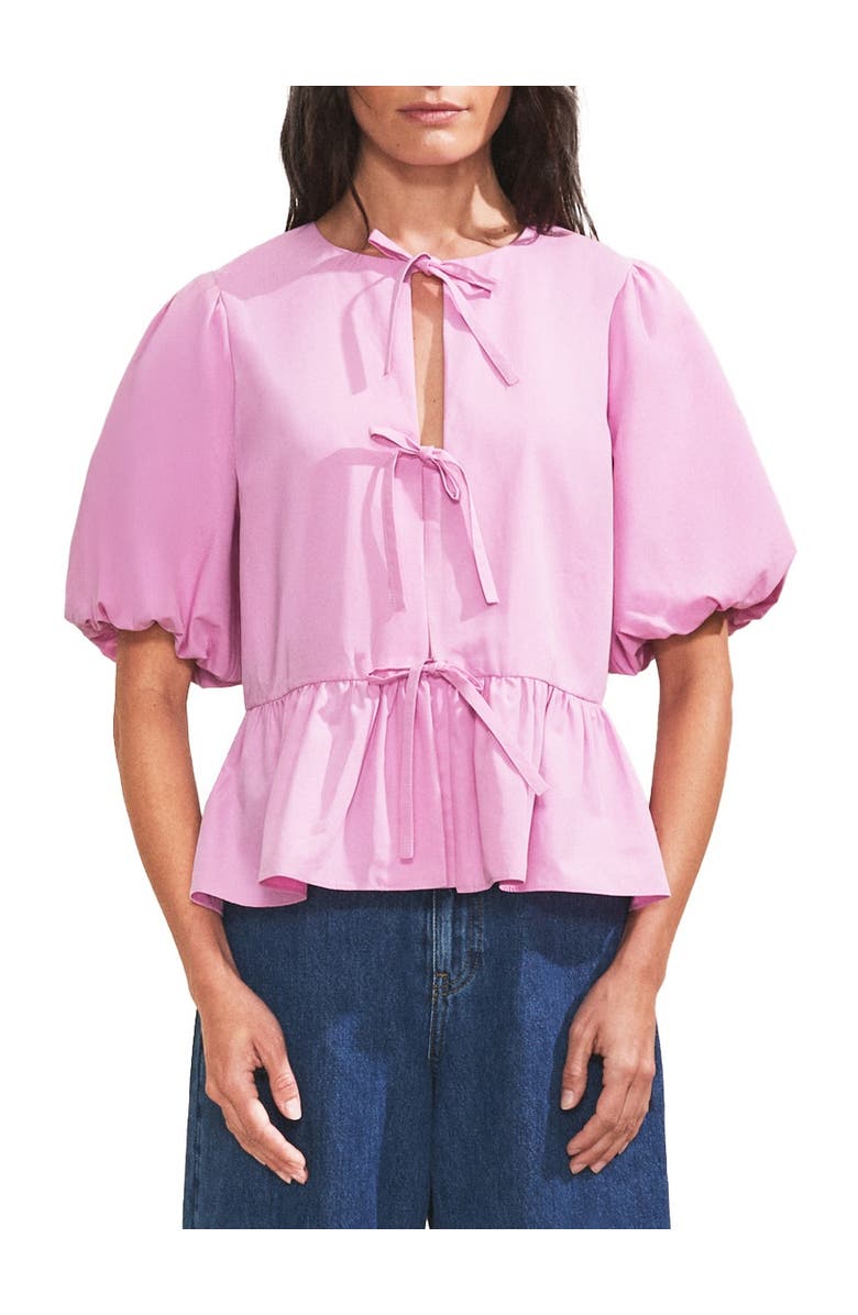 Ro&Zo Cotton Tie Front Top, Alternate, color, Pink