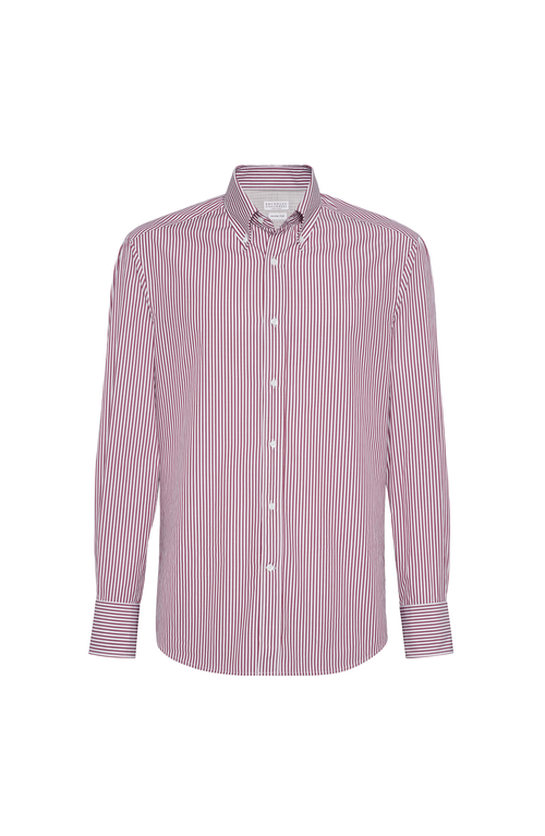 Brunello Cucinelli Man Shirt Burgundy Size M Cotton In Pink