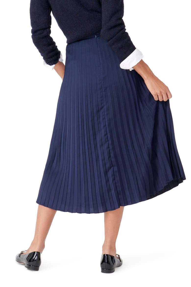 Pleated Midi Skirt, Alternate, color, NAVY